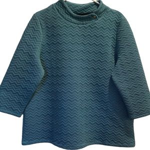 Chico’s Turquoise Top with Snap at Neck Size Large